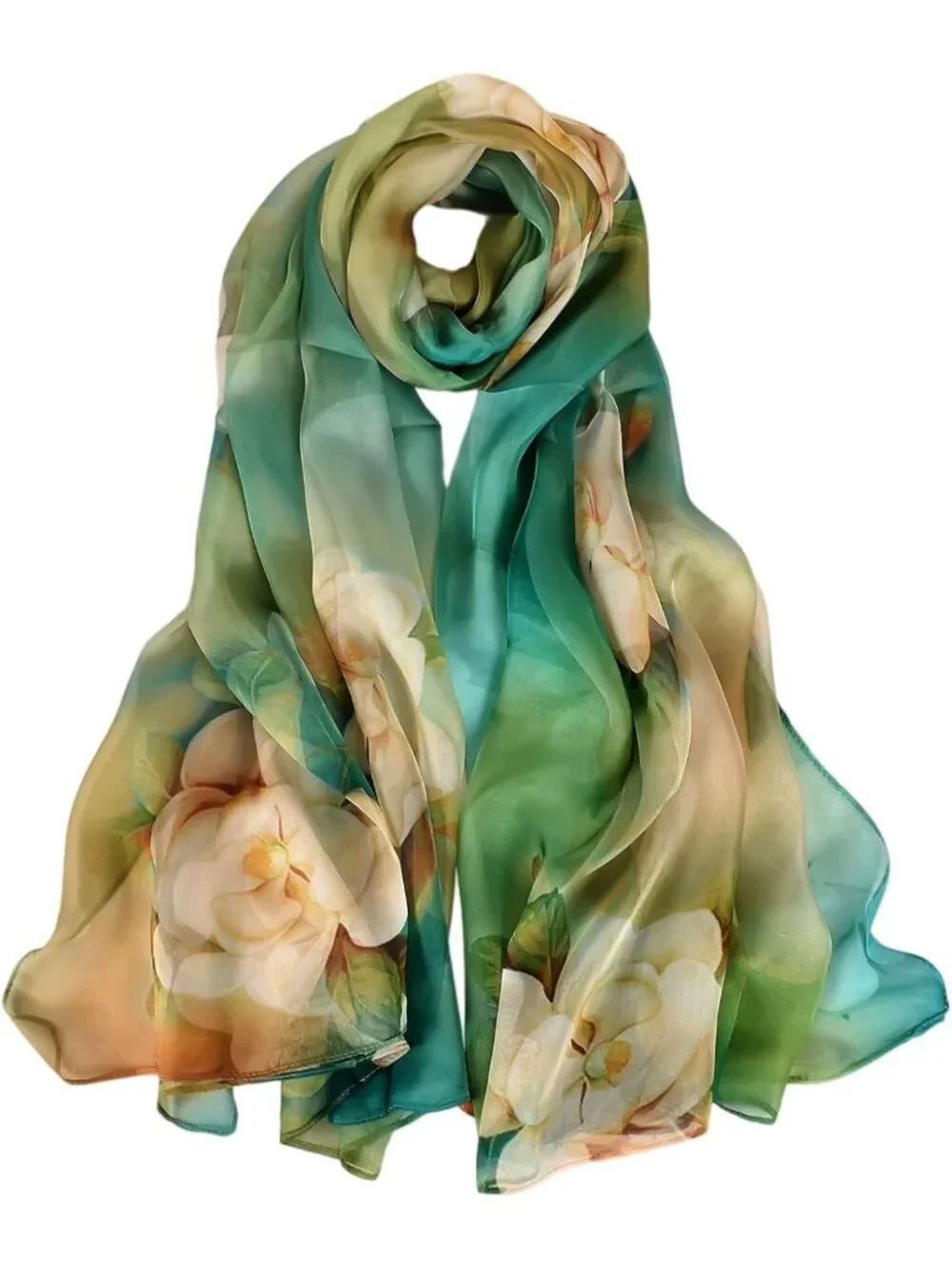 Luxurious 100% Mulberry Silk Chiffon Scarf - Oversized Wrap, Beach Coverup